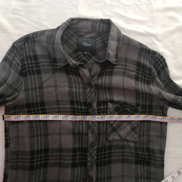Rails Hunter Plaid Rayon Flannel Button Up in Charcoal Jet Grey Black XS - Picture 13 of 16